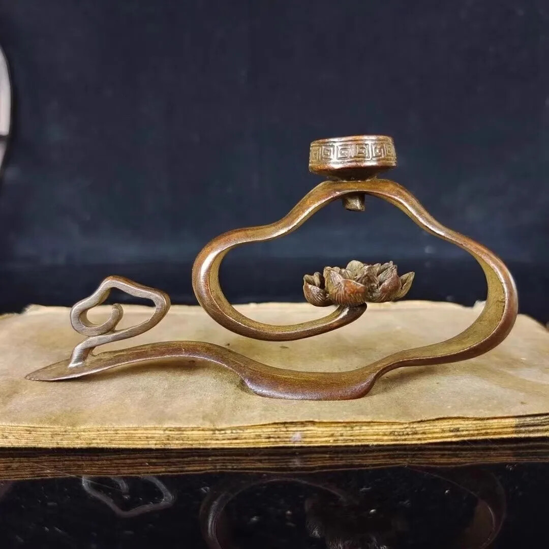 Retro Bronze Ware Lotus Flowing Back Fragrant Insert Tabletop Decoration