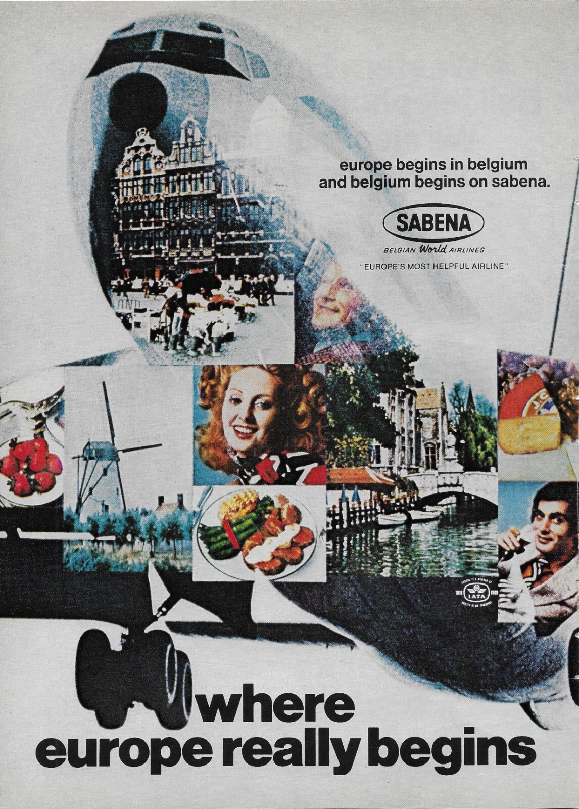1969 Sabena Belgian World Airlines Where Europe Really Begins Vintage Print Ad 1969 Sabena Belgian World Airlines Where Europe Really Begins Vintage Print Ad