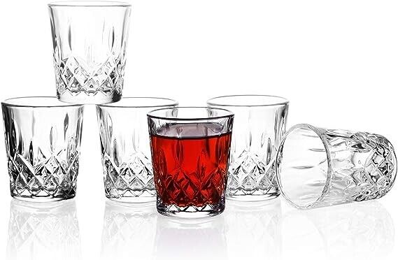 6 Shot Glasses Set 2oz Sublimation Crystal Whiskey Shot Glass for Bar Restaurant