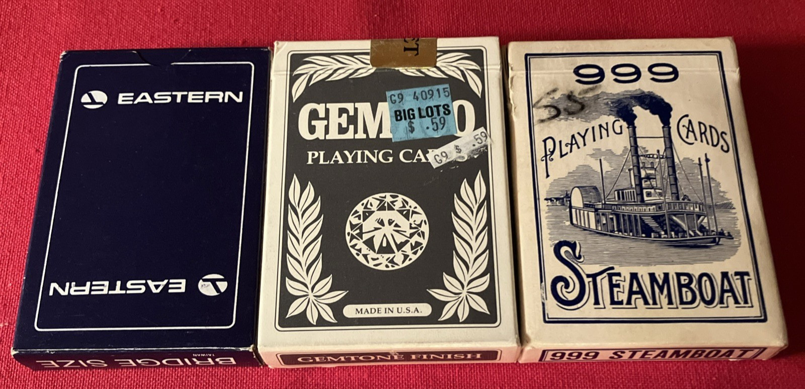 VINTAGE 999 STEAMBOAT, Gemaco, Eastern Airlines PLAYING CARDS Lot of 3 Pre-Owned VINTAGE 999 STEAMBOAT, Gemaco, Eastern Airlines PLAYING CARDS Lot of 3 Pre-Owned