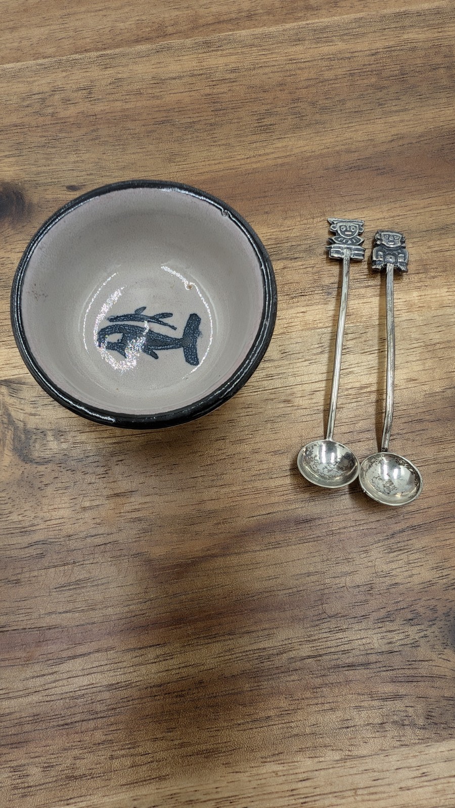 Small Salt Cellar Bowl Made In Peru With Spoons