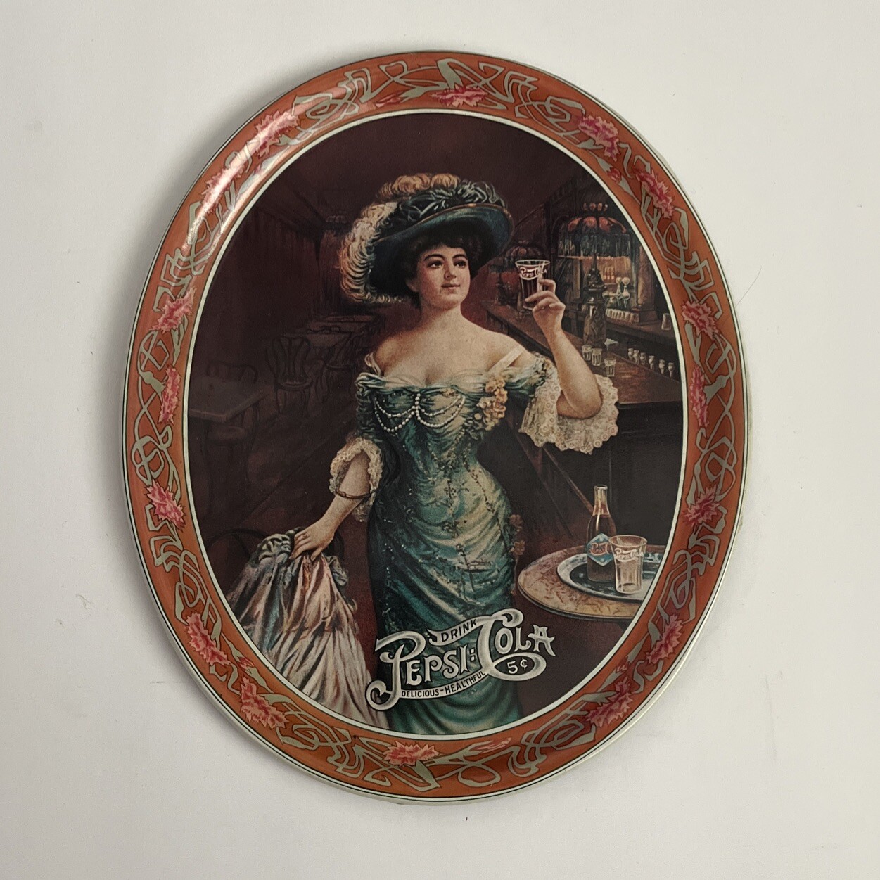 Vintage 1970’s Pepsi Cola Soda Victorian Woman Advertising Tin Tray Collectible Vintage 1970’s Pepsi Cola Soda Victorian Woman Advertising Tin Tray Collectible