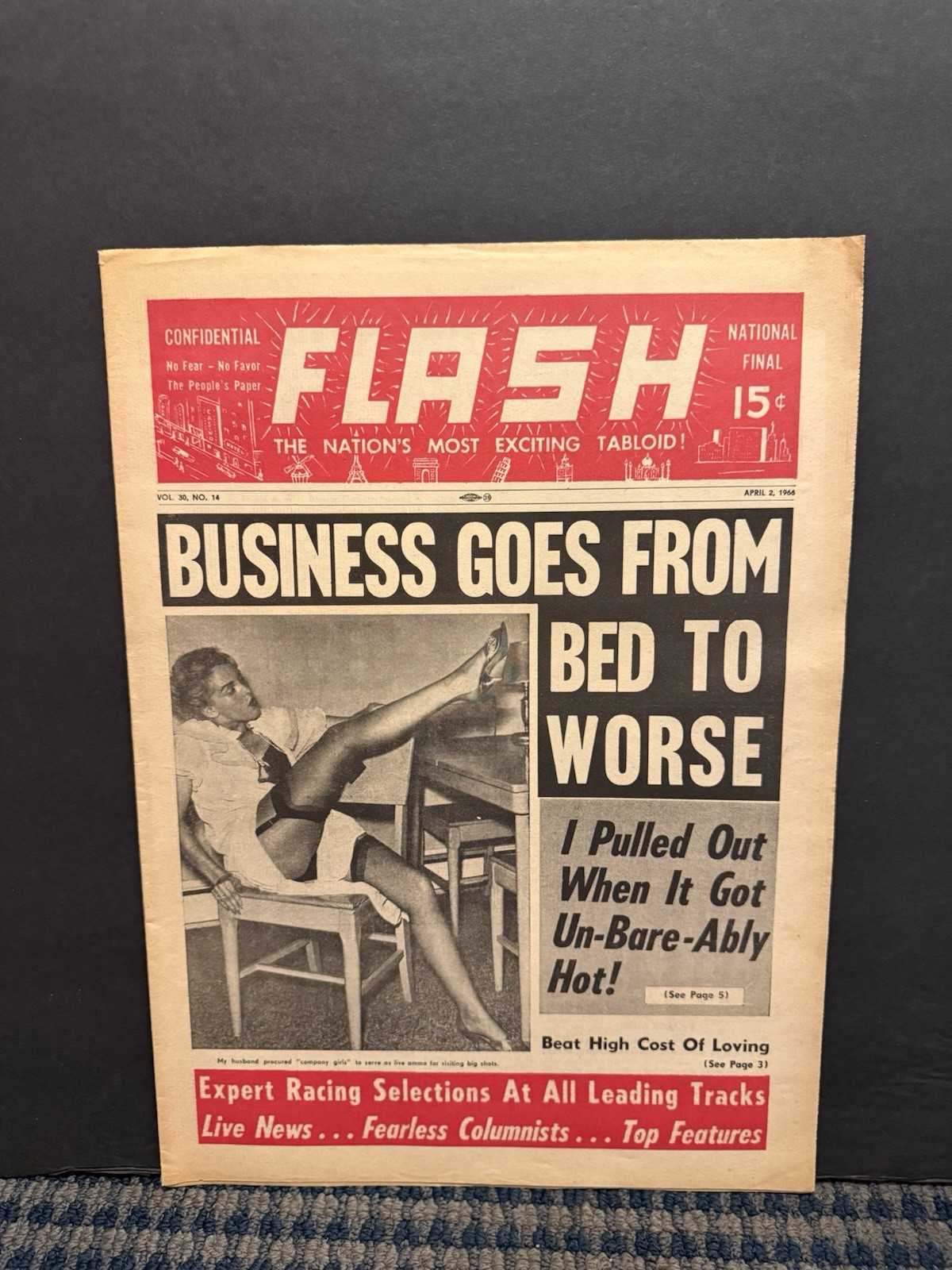 1966 Confidential Flash NewsPaper, Business Goes From Bed to Worse   (VRN10/O)
