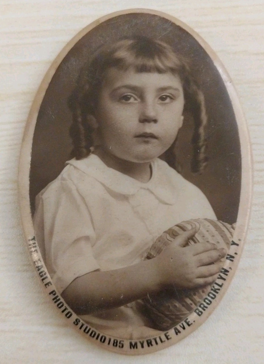Antique Photo Brooklyn NY Eagle Studio Victorian Little Girl Ringlet Curls  Oval