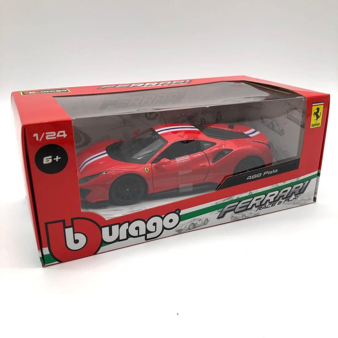 Bburago 1/24 Ferrari 488 Pista Red Diecast Model Car with Opening Doors Bburago 1/24 Ferrari 488 Pista Red Diecast Model Car with Opening Doors