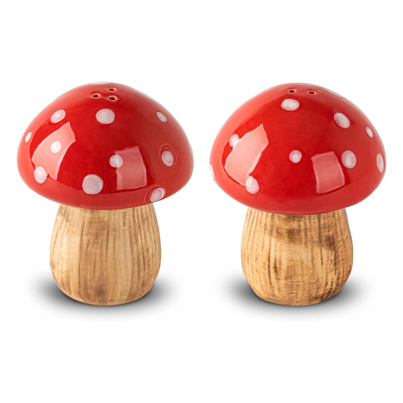 Mushroom Salt and Pepper Shakers Set Ceramic Red Toadstool Dispenser Mushroom Salt and Pepper Shakers Set Ceramic Red Toadstool Dispenser