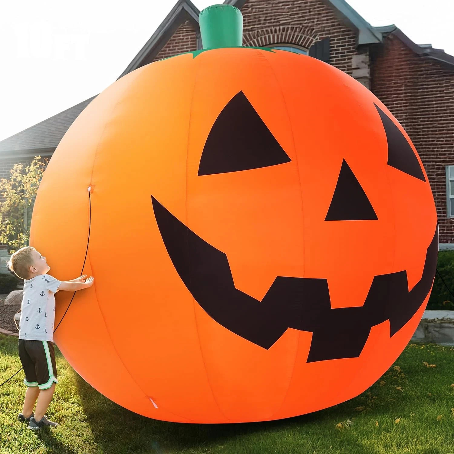 ZPISF 10 FT Halloween Inflatables Giant Pumpkin with Rotating LEDs Outdoor Decor