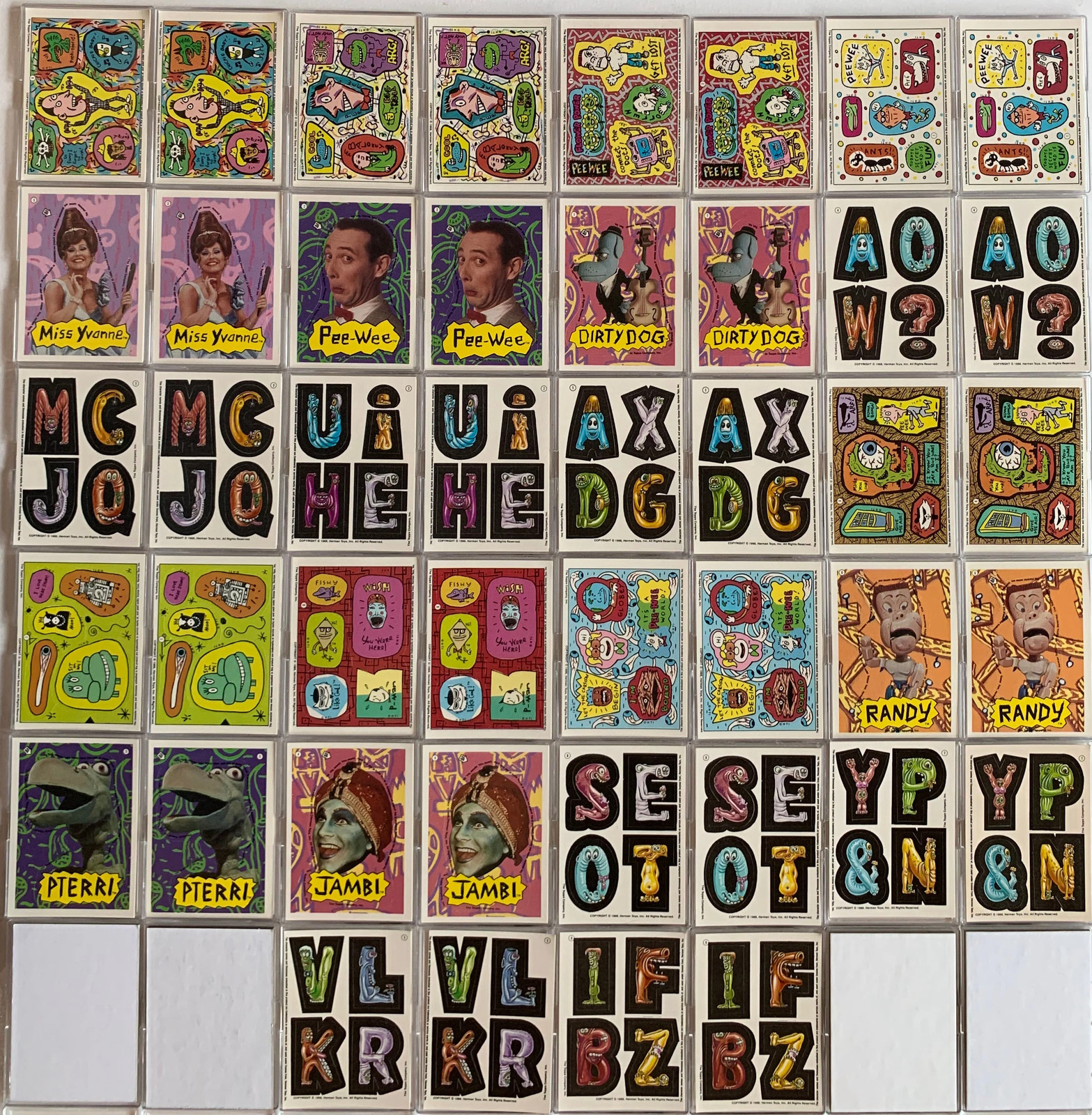 Pee Wee Herman Pee Wee's Playhouse Fun Paks Sticker Card Set Topps 1989 Pee Wee Herman Pee Wee's Playhouse Fun Paks Sticker Card Set Topps 1989