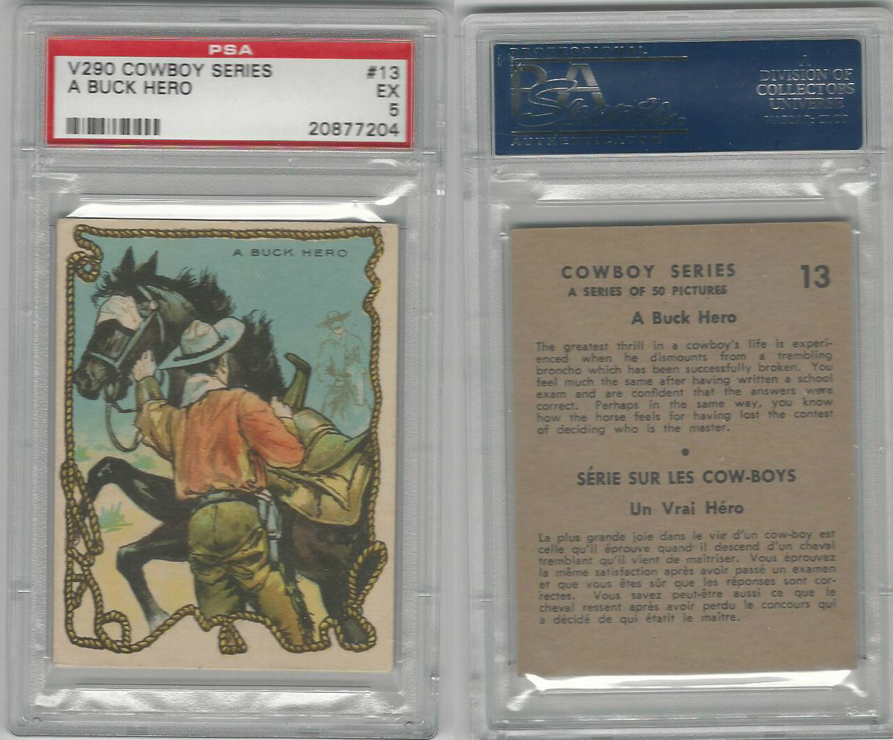 V290 Hamilton, Cowboy Series, 1930\'s, #13 A Buck Hero, PSA 5 EX V290 Hamilton, Cowboy Series, 1930\'s, #13 A Buck Hero, PSA 5 EX