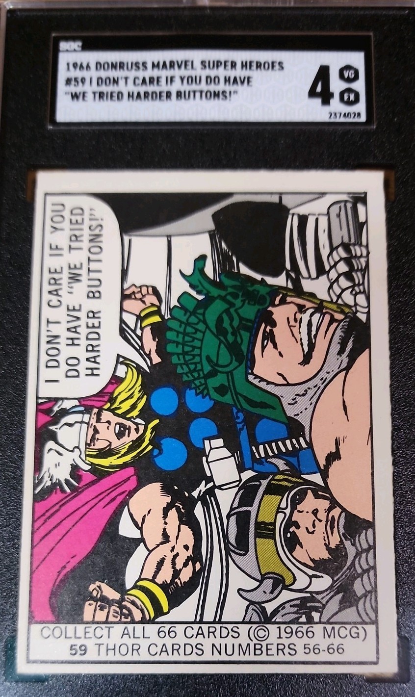 🐲1966 Donruss Marvel Super Heroes #59 THOR🗡 SGC 4 Rookie Year Comic Cards🕷