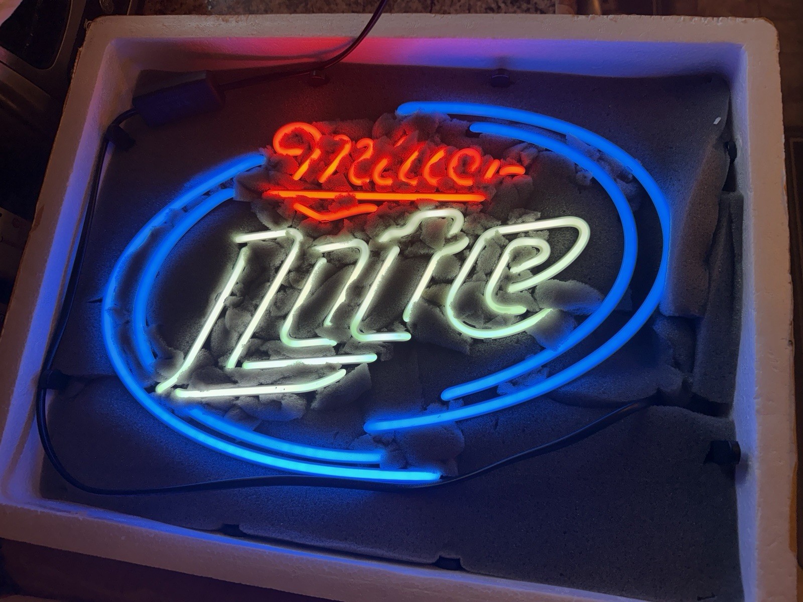 Miller Lite Beer Bar LED Neon Sign New Old Stock In Box 13” Wide