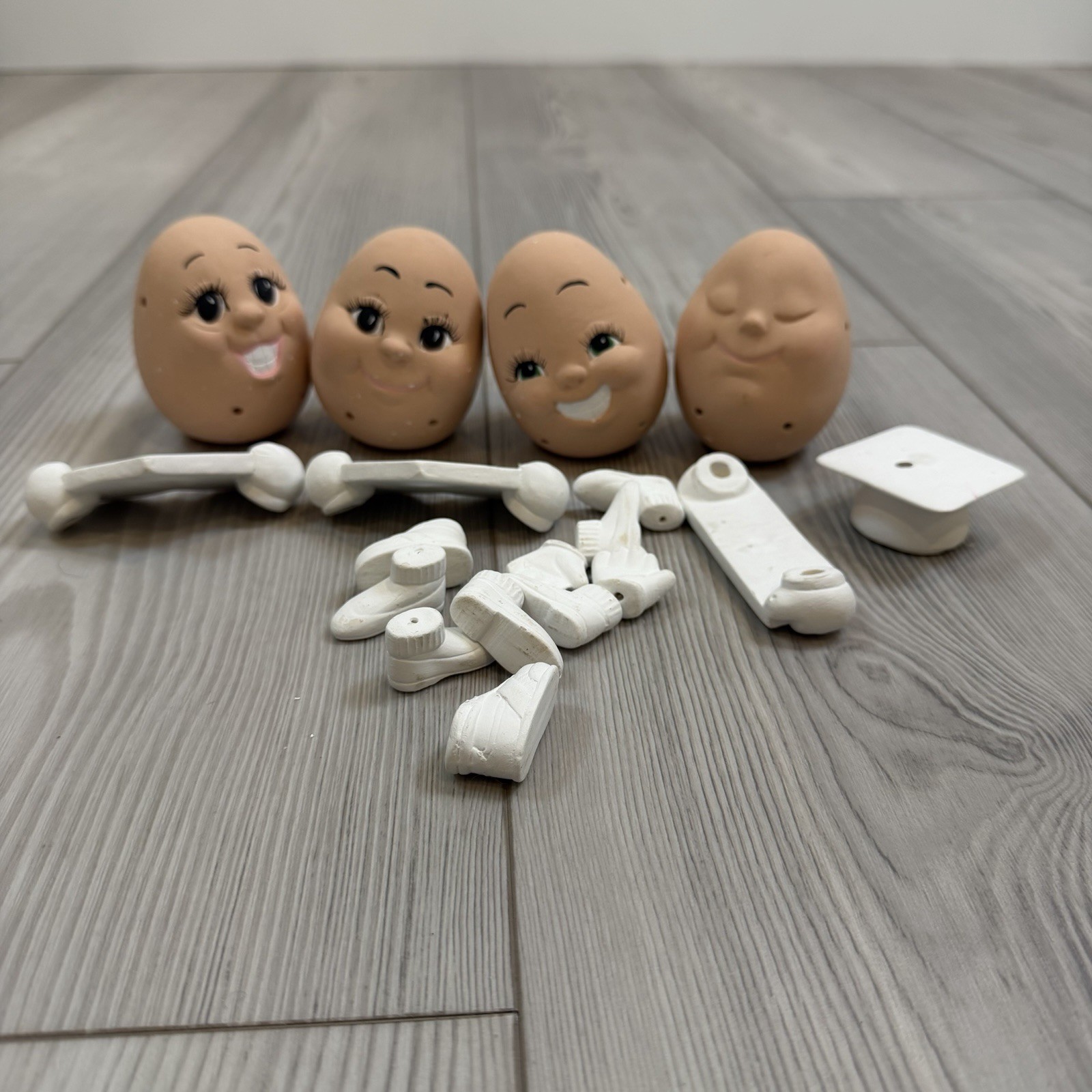 Vintage Anthropomorphic Egg Ceramic Pieces Kimple Vintage Anthropomorphic Egg Ceramic Pieces Kimple