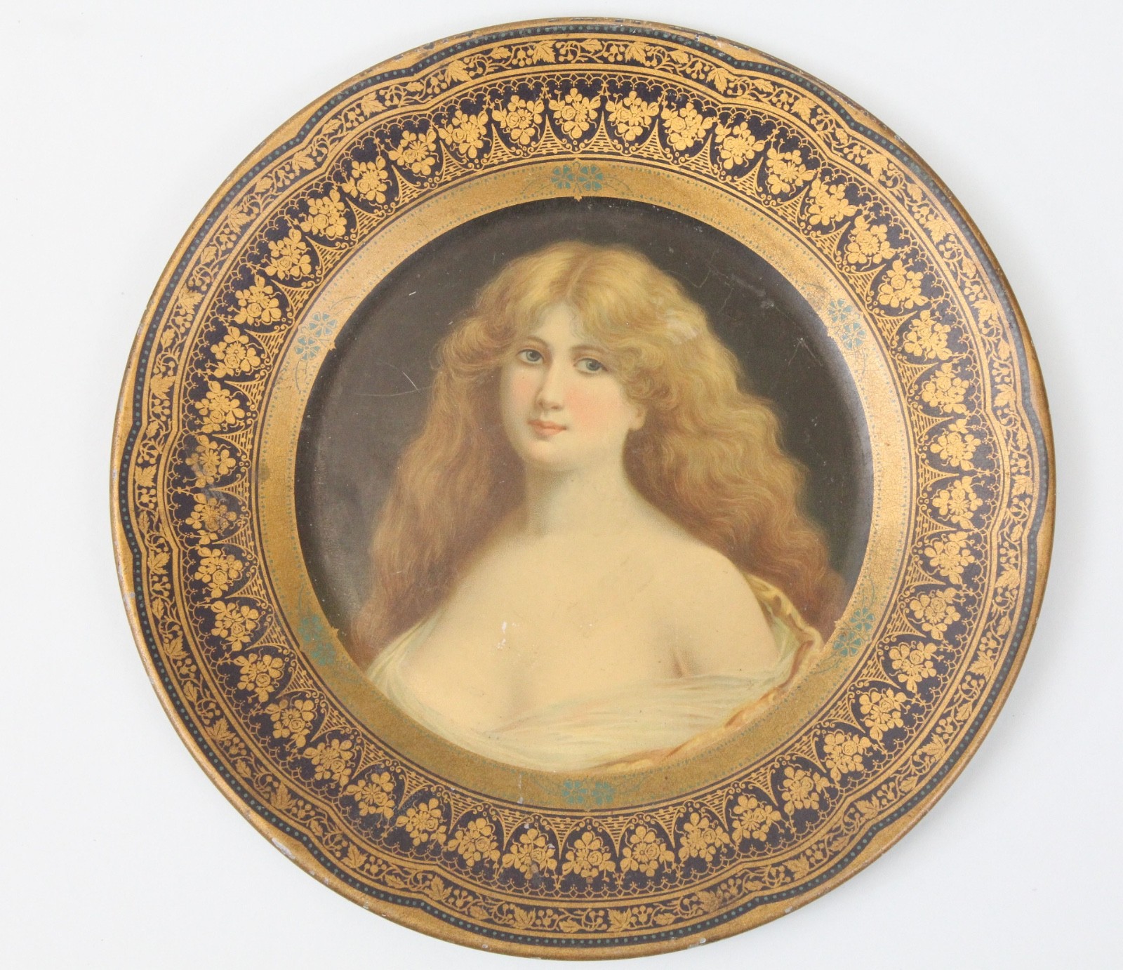 RARE Neiman Marcus Dallas Texas Antique Advertising Tin Dresden Art Plate Woman RARE Neiman Marcus Dallas Texas Antique Advertising Tin Dresden Art Plate Woman