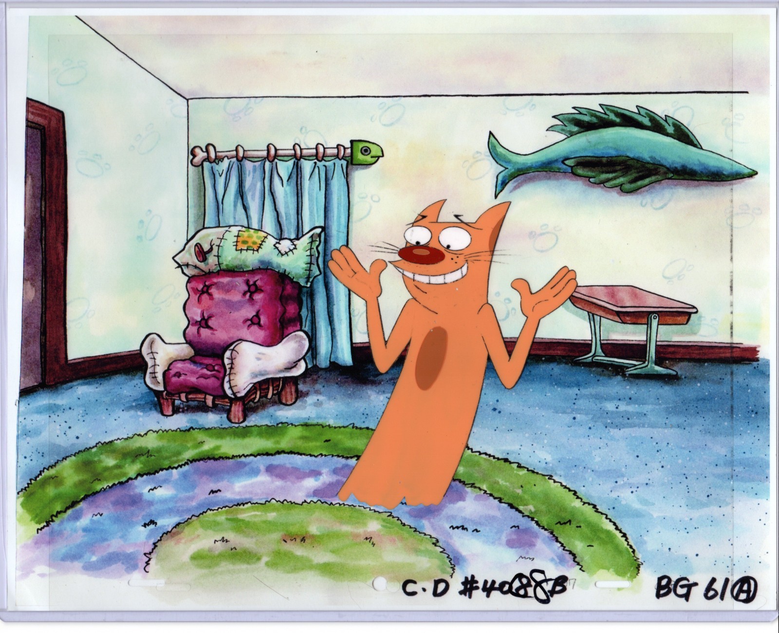 ROCK BOTTOM PRICE    Here is a Catdog Production cel on print background