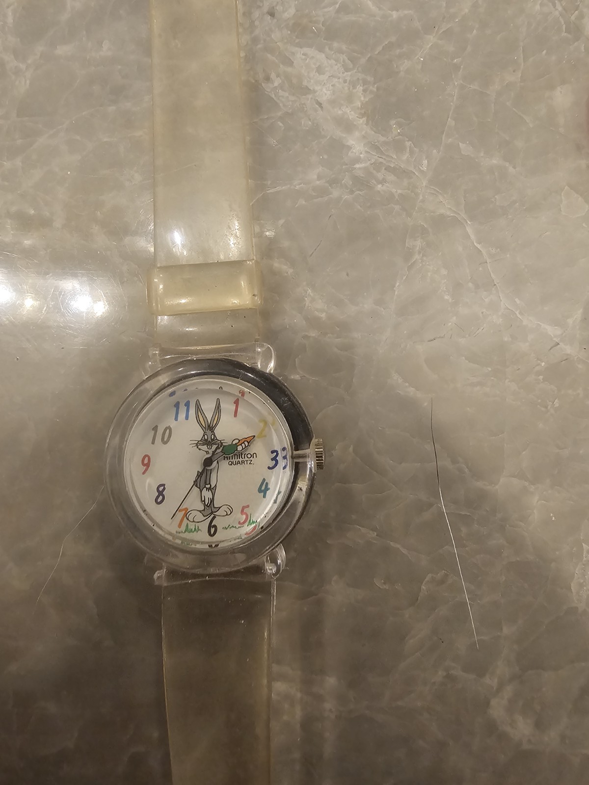 Vintage 1993 Armitron Bugs Bunny Clear Acrylic Watch good condition.