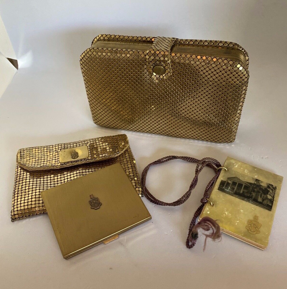  Vintage Phi Gamma Delta FIJI Evening Bags Powder Compact 1933 Dance Card Book
