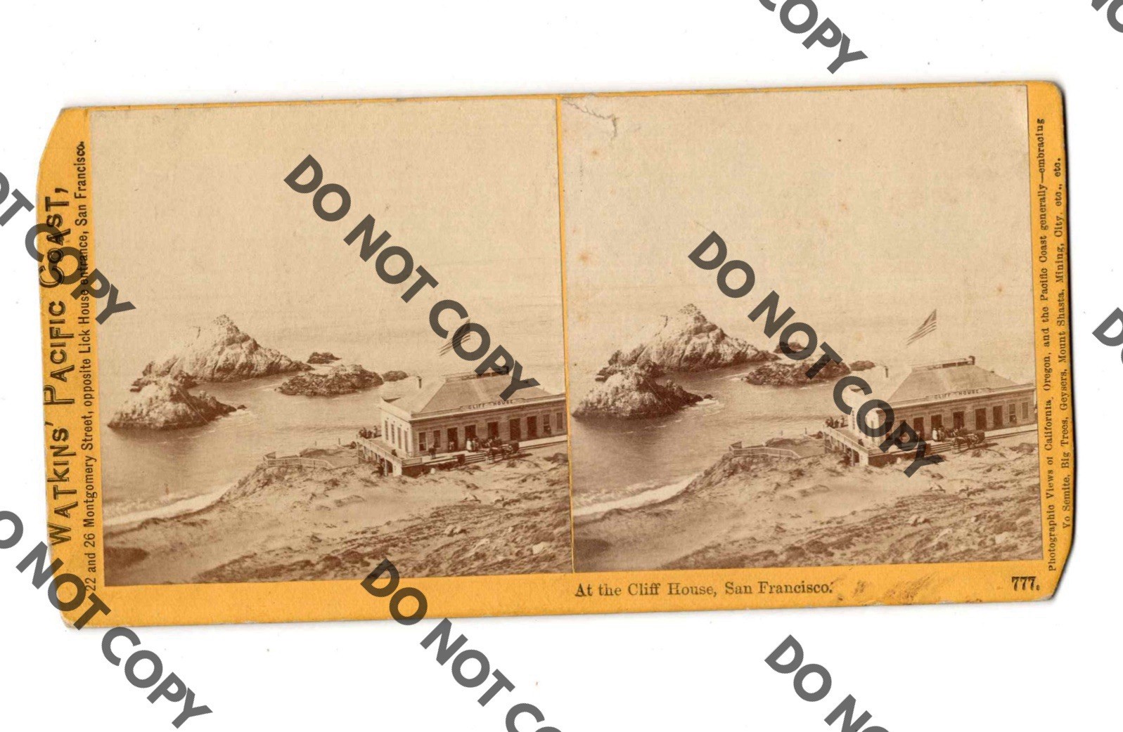 c1860s At Cliff House San Francisco CE WATKINS Pacific Coast Stereoview SV Photo