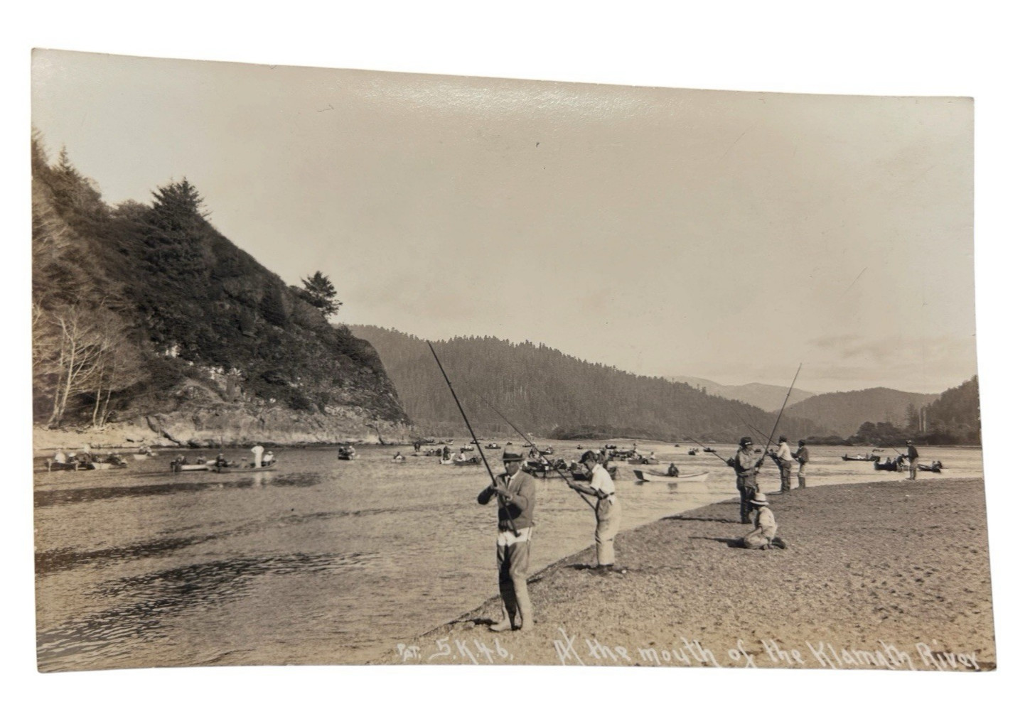RPPC Mouth Klamath River CA Fishermen Salmon Fishing Vintage Postcard Patterson
