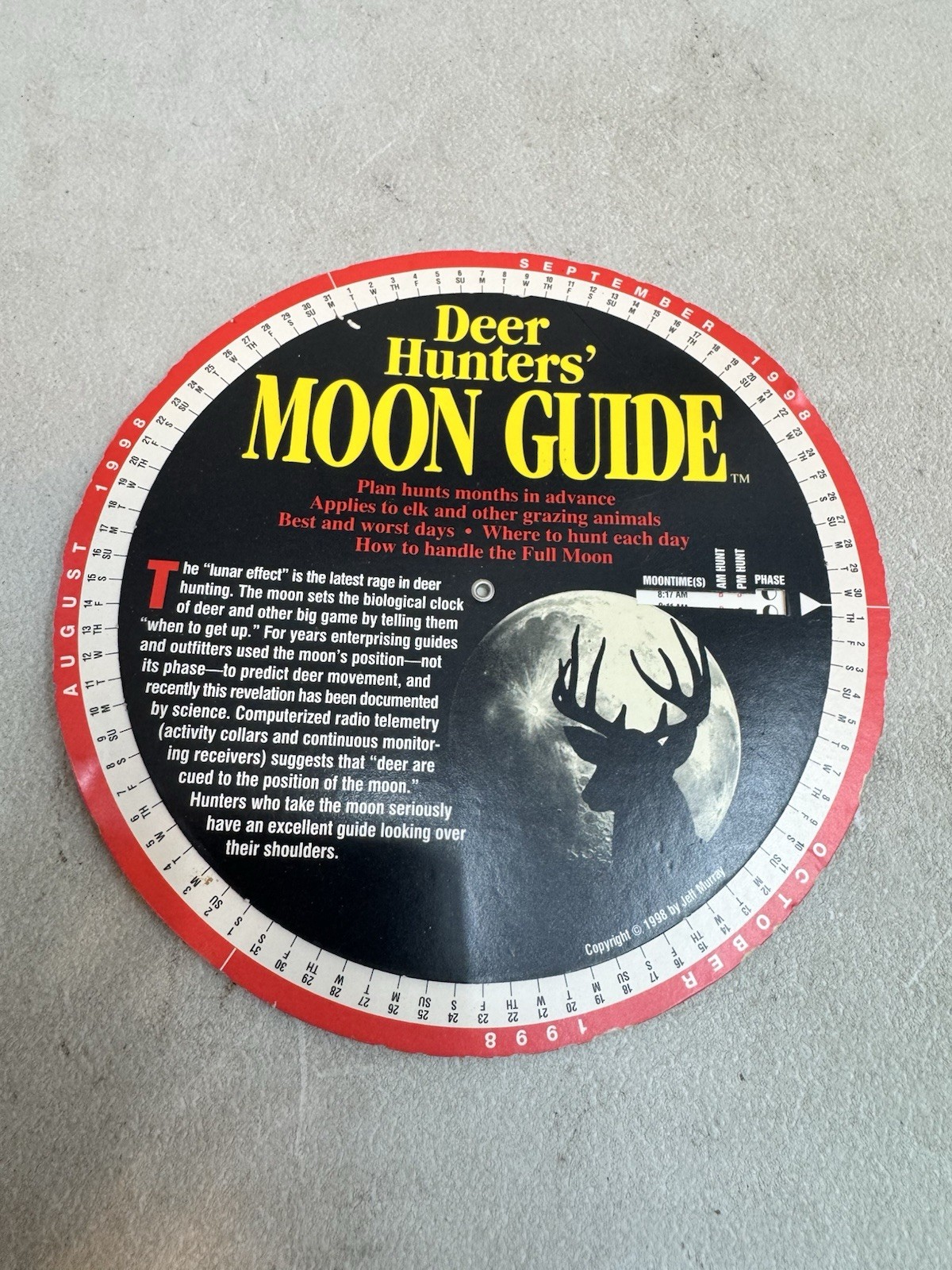 Deer Hunters' Moon Guide Wheel DialLunar Effect on Game Venari Outdoors c.2014