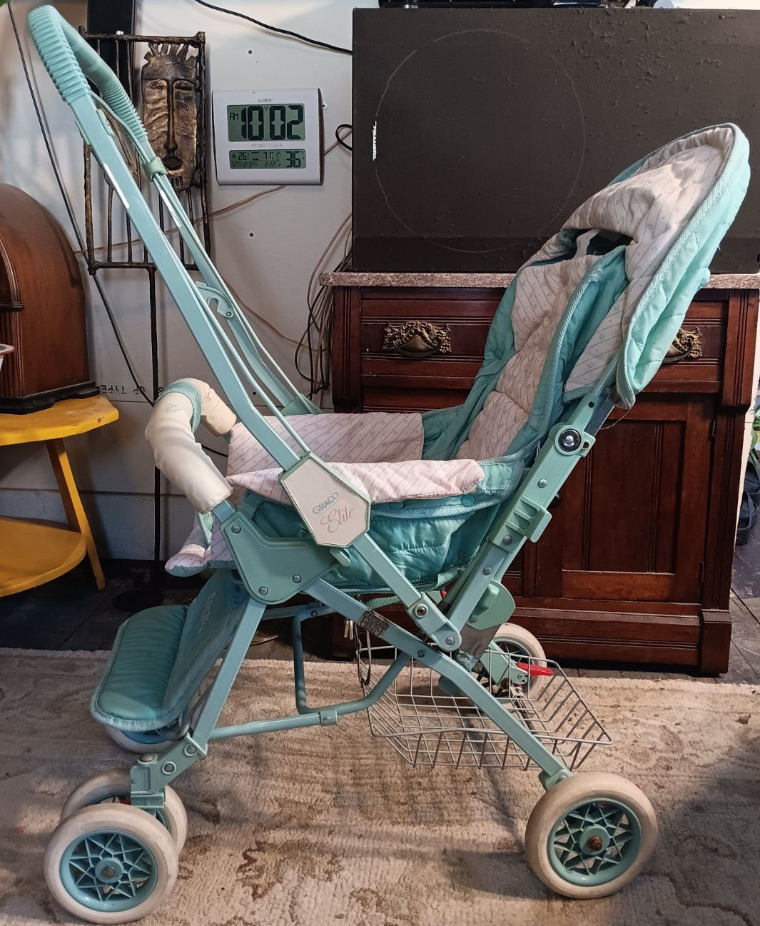 Vintage 1990's Graco Elite Doll Baby Cat Stroller PROP Display Chrome Blue Vintage 1990's Graco Elite Doll Baby Cat Stroller PROP Display Chrome Blue