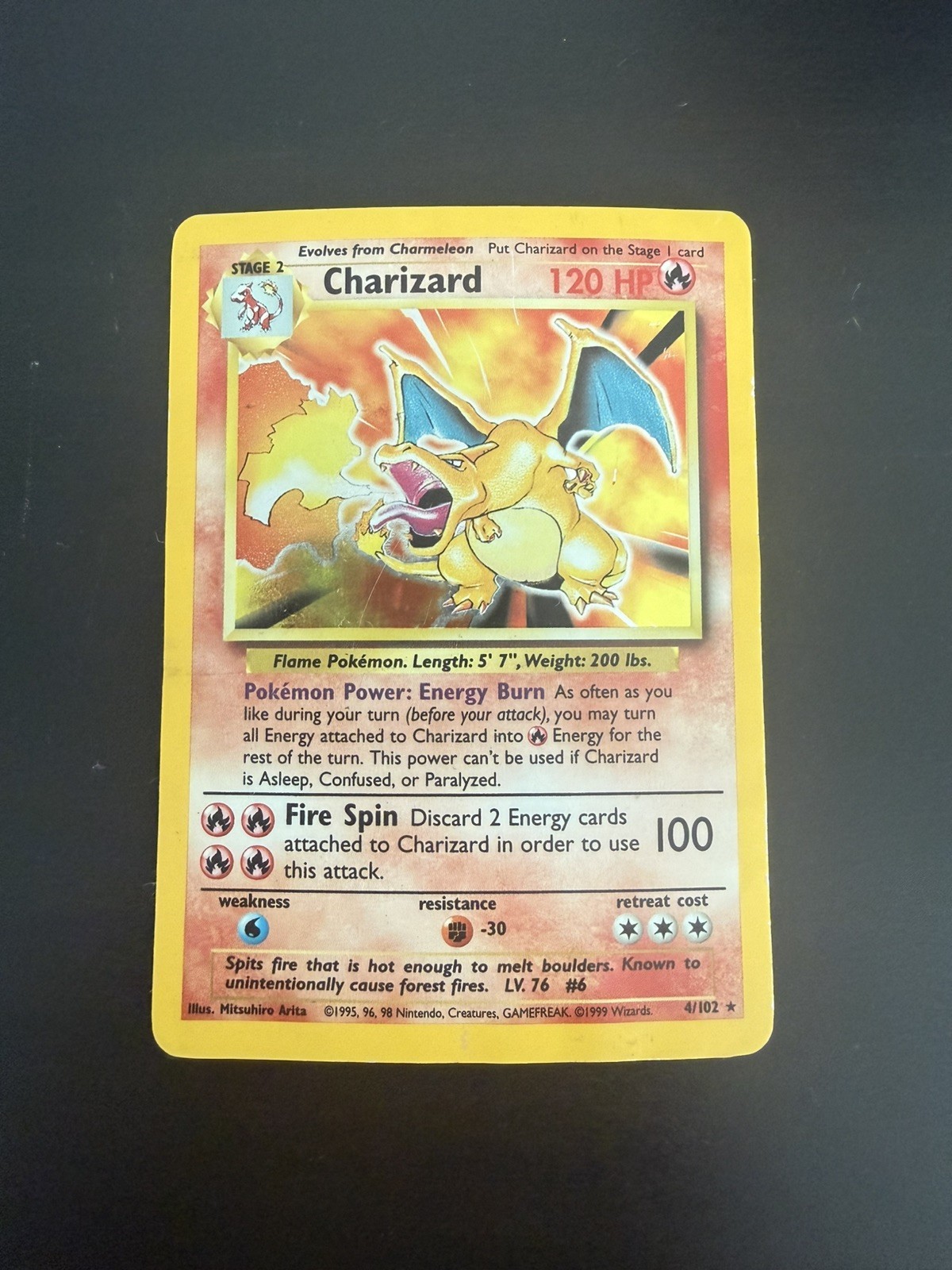 Charizard 4/102 Holo Rare Pokemon Base Set Unlimited WOTC 1999 Heavy Played 