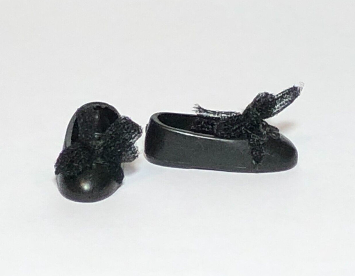 Barbie Stacie Whitney Janet Black Shoes Flats Attached Bows 1991 MALAYSIA #1641 Barbie Stacie Whitney Janet Black Shoes Flats Attached Bows 1991 MALAYSIA #1641
