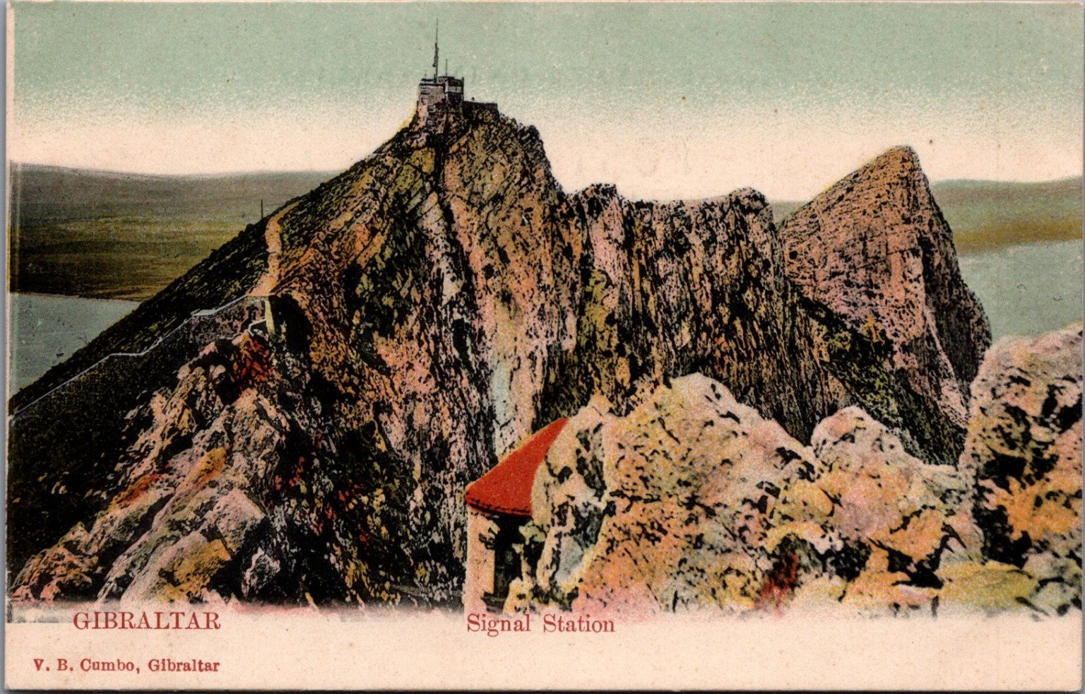 Vintage GIBRALTAR Rock Signal Station V. B. Cumbo Postcard c.1910s View Vintage GIBRALTAR Rock Signal Station V. B. Cumbo Postcard c.1910s View