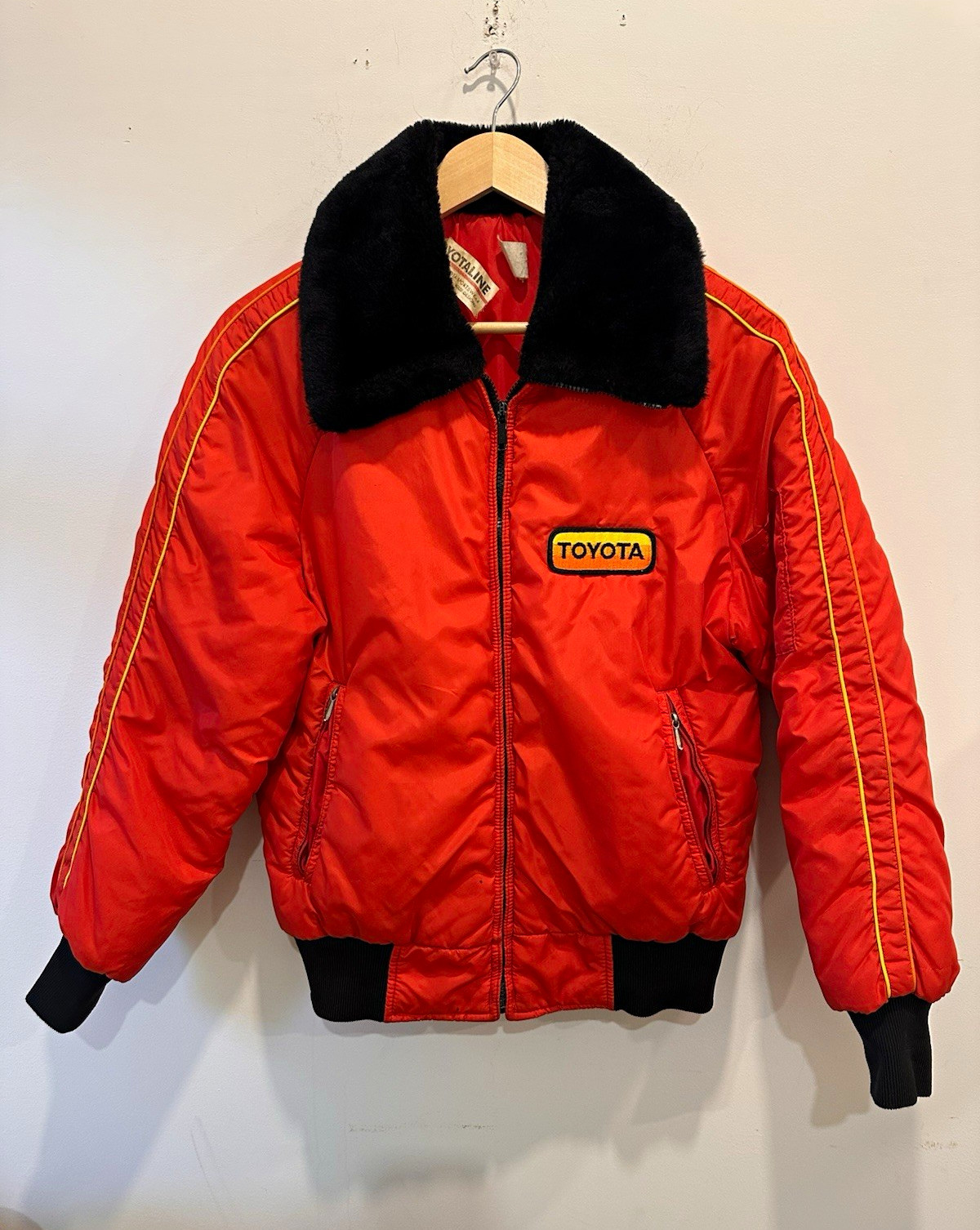 Vintage Toyota Racing Jacket Large Red Bomber Toyotaline 70s 80s Rare USA TRD