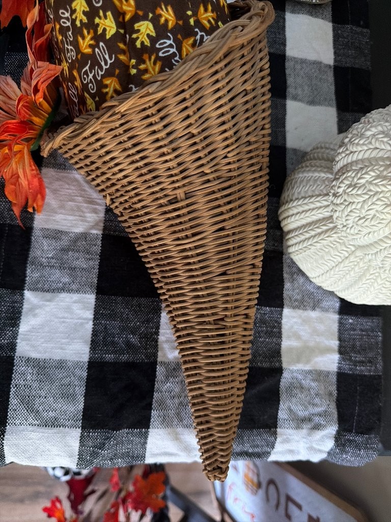 Vintage Wicker Cornucopia Basket