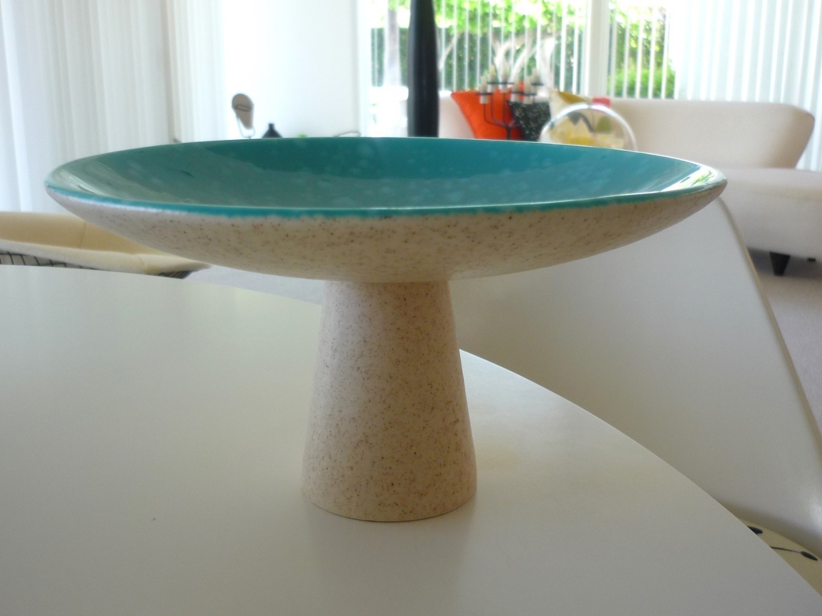 SCANDINAVIAN MIDCENTURY MODERN CERAMIC PEDESTAL BOWL 1960’S - 70’S DENMARK MINT