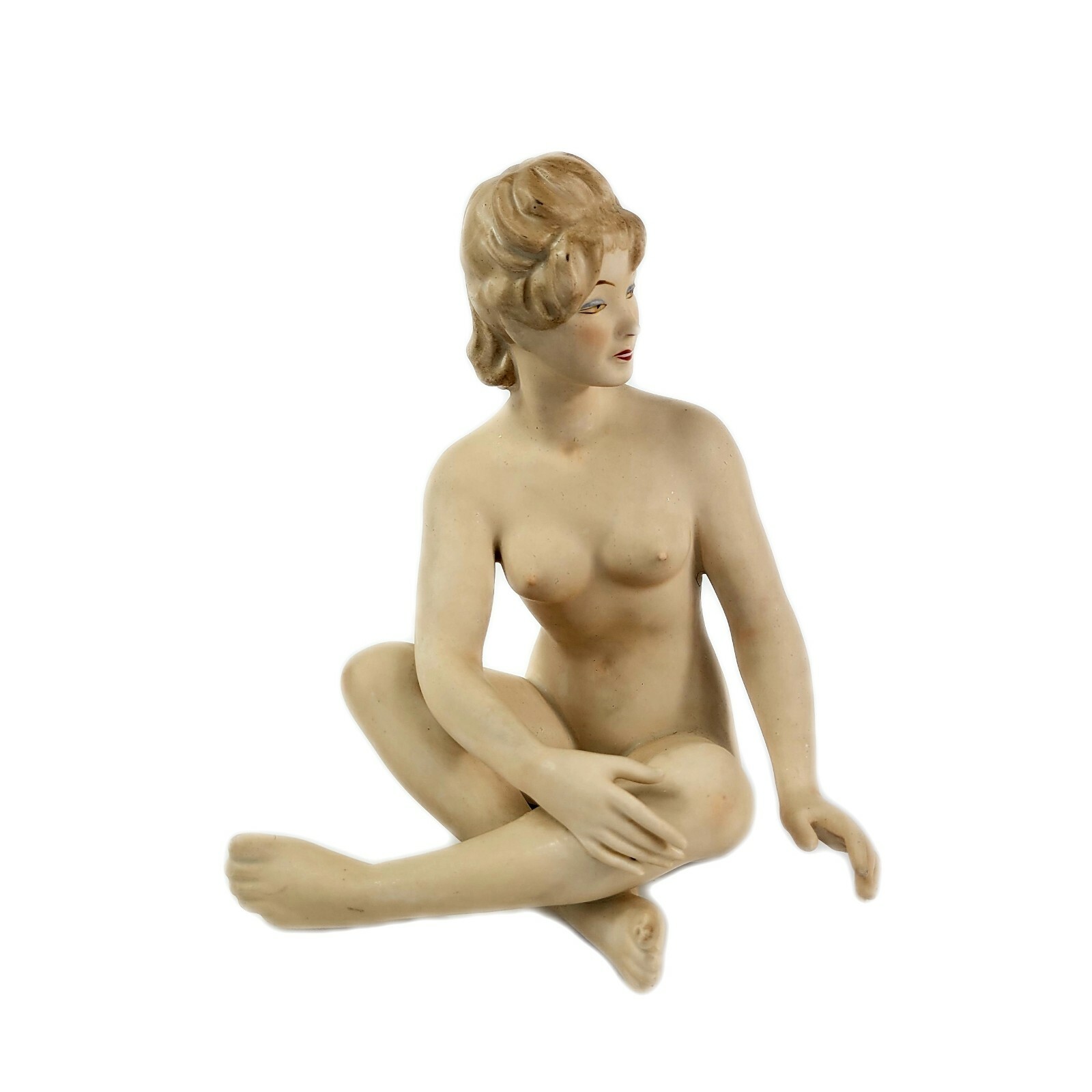 Rare Wallendorf Germany Porcelain Figurine Sitting Girl Nude Marked 7\