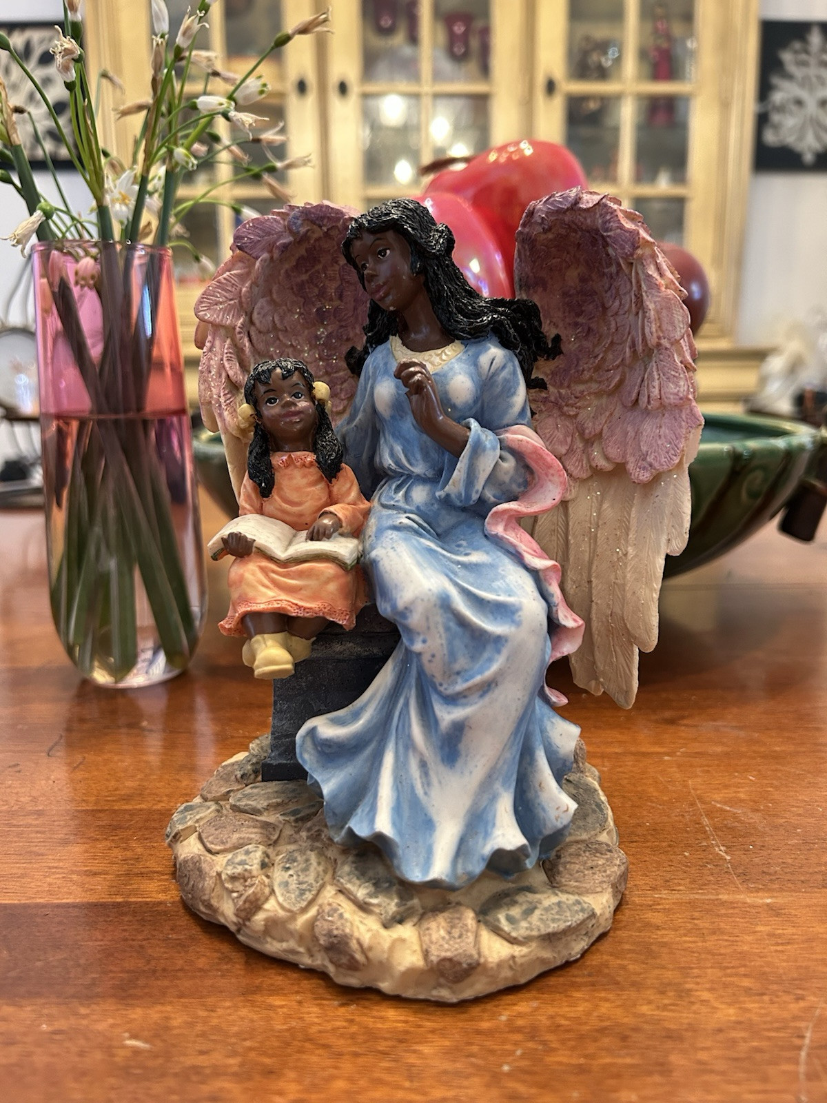 BLACK AFRICAN AMERICAN WOMAN READING TO LITTLE GIRL~PROVERBS 31:26 #33429~7”~VGC BLACK AFRICAN AMERICAN WOMAN READING TO LITTLE GIRL~PROVERBS 31:26 #33429~7”~VGC