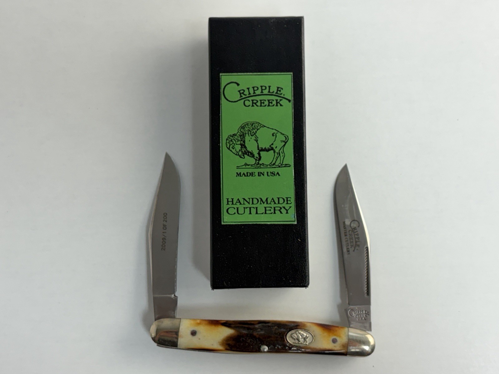 Rare 2009 Cripple Creek USA Sambar Stag D2 Muskrat Knife 1/ 200