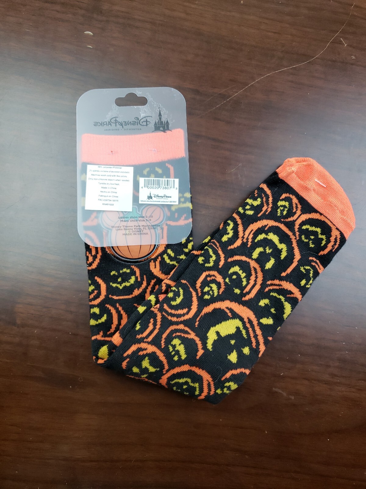 Halloween Disney Exclusive Socks Light Up Pumpkin Orange Unisex New With Tags