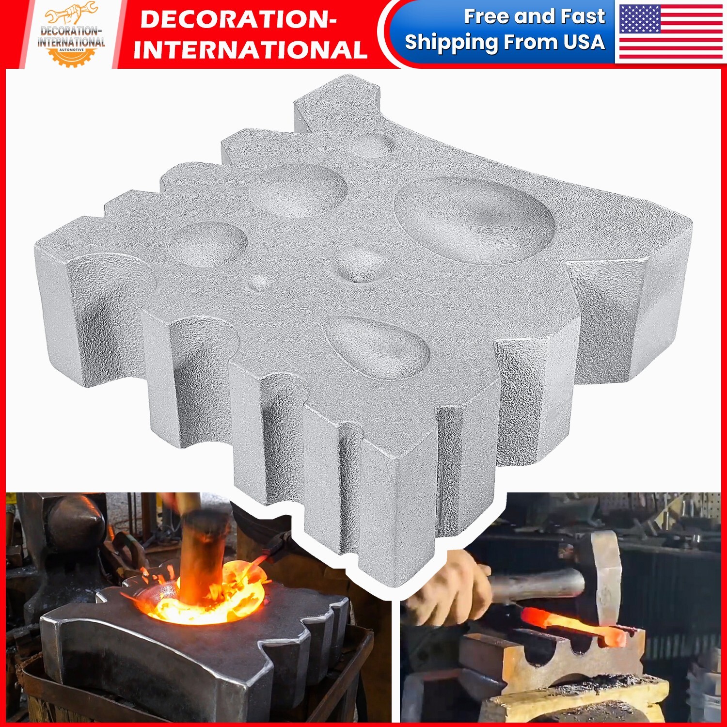 50lb Blacksmith Swage Block Anvil Forge Bowl Ladle Spoon Making Solid Cast Iron 50lb Blacksmith Swage Block Anvil Forge Bowl Ladle Spoon Making Solid Cast Iron