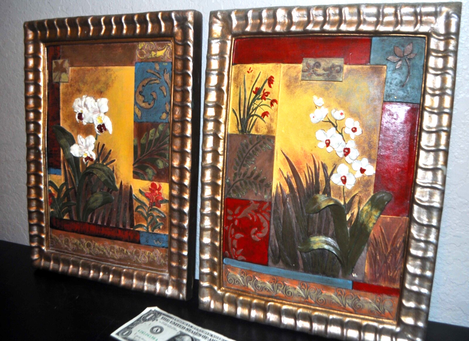 Framed AMERICAN OSHIBANA Pressed Flower & Foliage. Vintage 3-D Herbarium Art