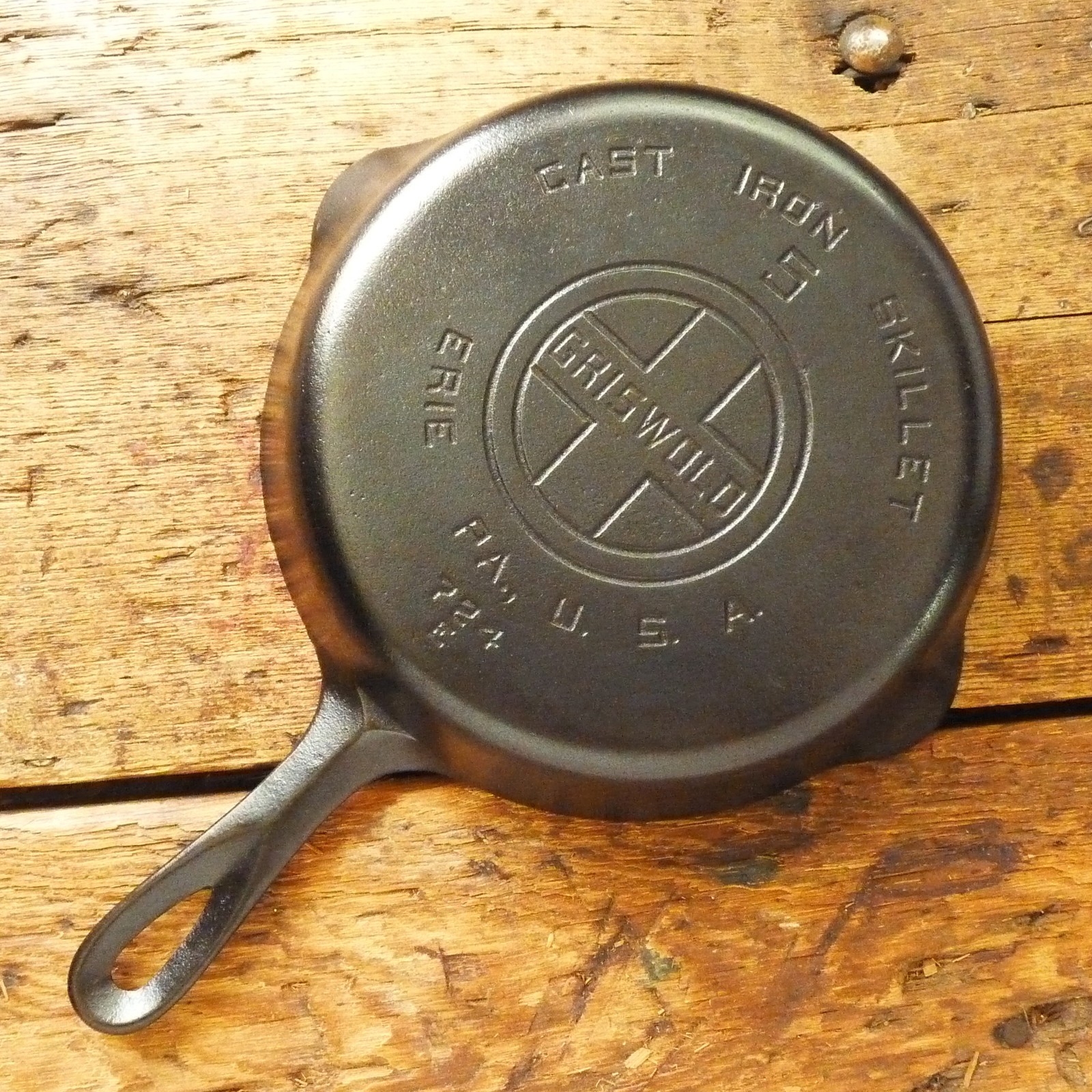 Vintage GRISWOLD Cast Iron SKILLET Frying Pan # 5 LARGE BLOCK LOGO - Ironspoon
