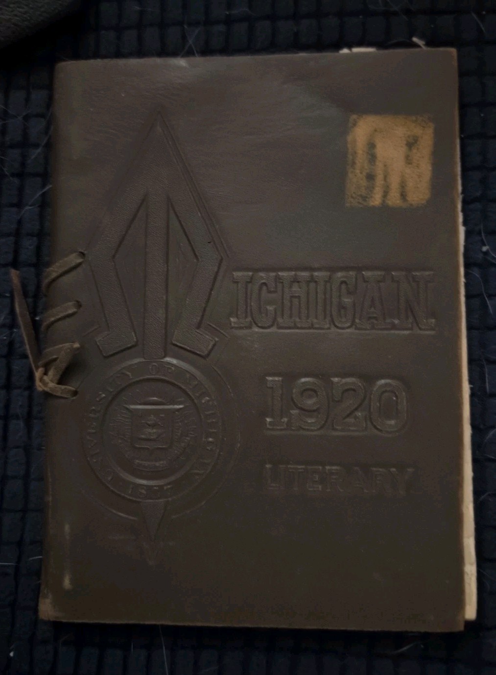 Antique 1920 University of Michigan Literary Department Leather Bound Book Seal