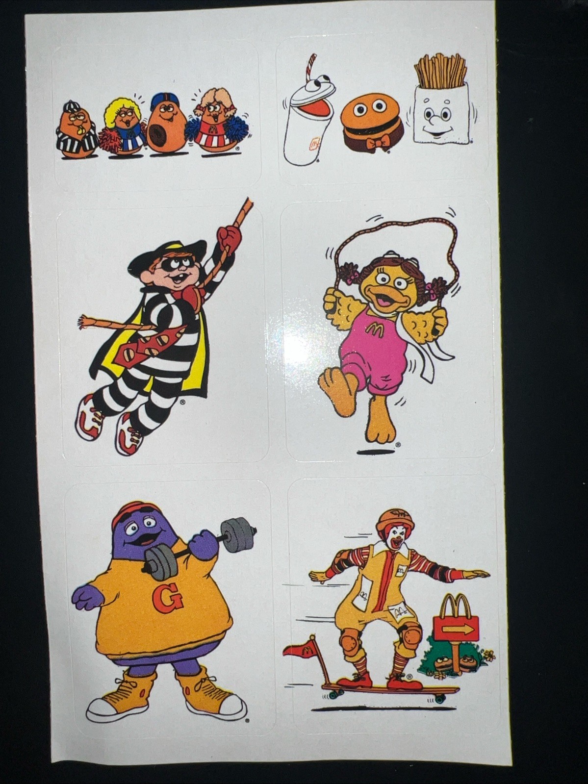 McDonald\'s McDonaldland Stickers Vintage - 1 sheet w/6 stickers