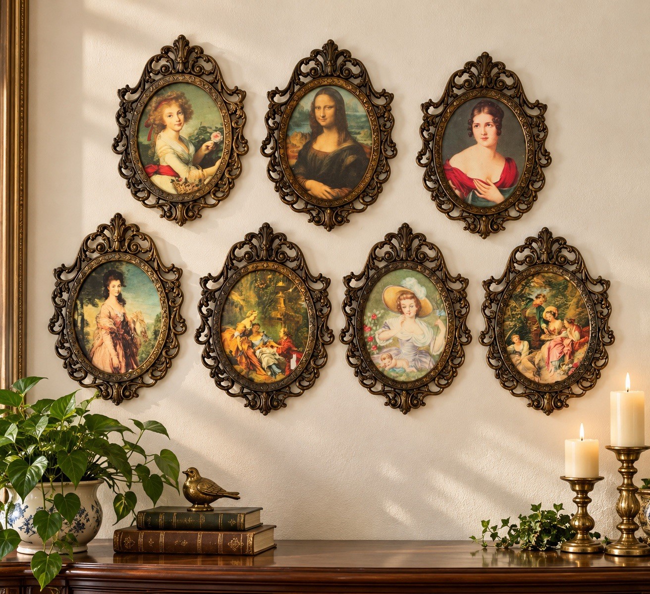 Vintage Ornate Oval Framed Lady Portrait Wall Art Set of 7 Victorian Style Vintage Ornate Oval Framed Lady Portrait Wall Art Set of 7 Victorian Style