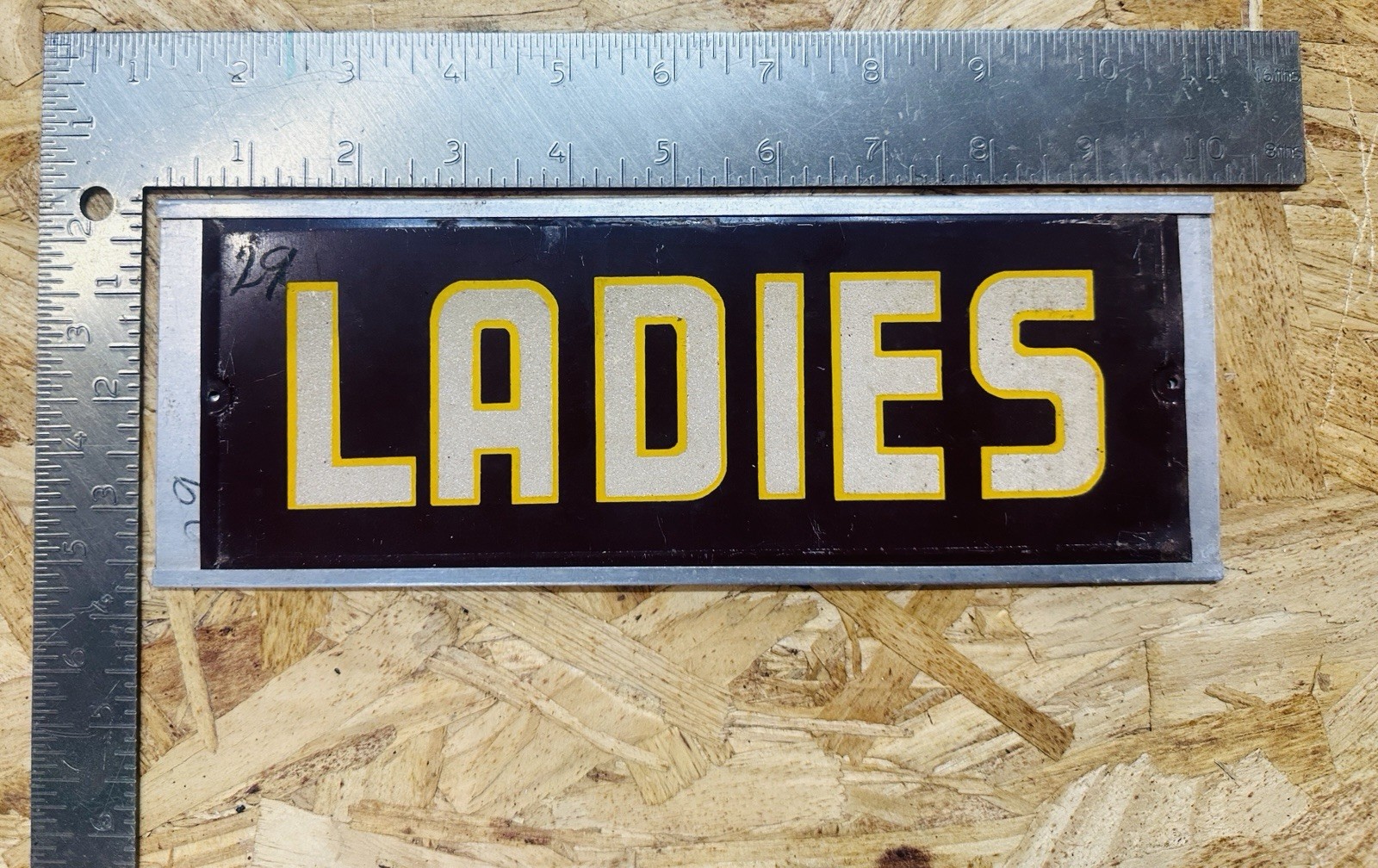 Vintage Ladies Restroom Door Sign With Slider Bracket