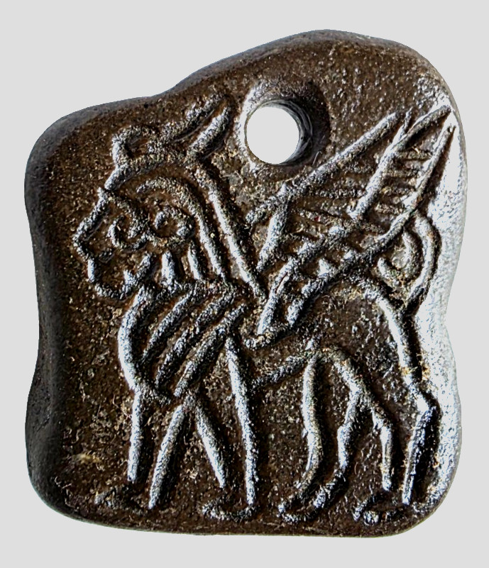 Ancient Carthage Punic Carved Gemstone Pendant Amulet Winged Sphinx Totem Wheel