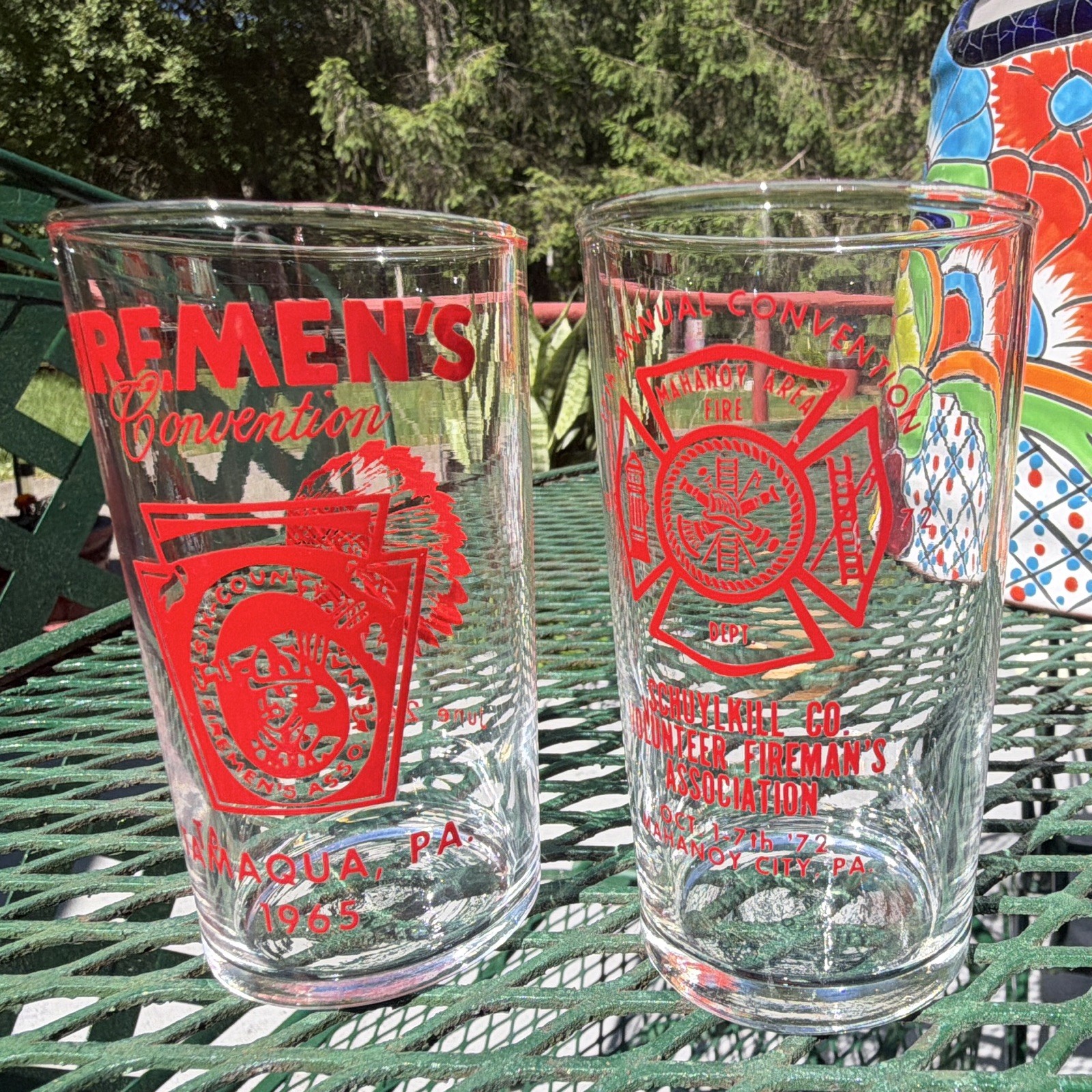 2 Vintage Firemen’s Convention Glasses Tamaqua & Mahanoy City PA 1965 & 1972 2 Vintage Firemen’s Convention Glasses Tamaqua & Mahanoy City PA 1965 & 1972