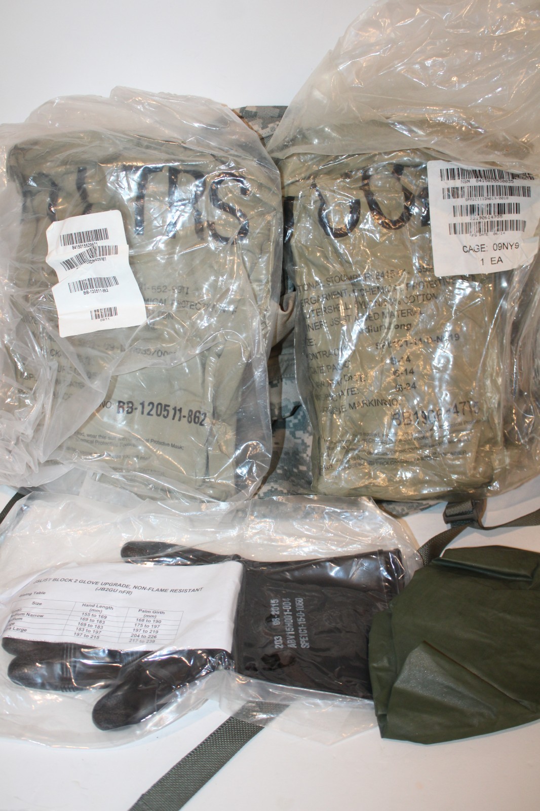 USGI JSLIST CBRN Chemical Protective Suit Coat Trousers Gloves Medium Long NOS