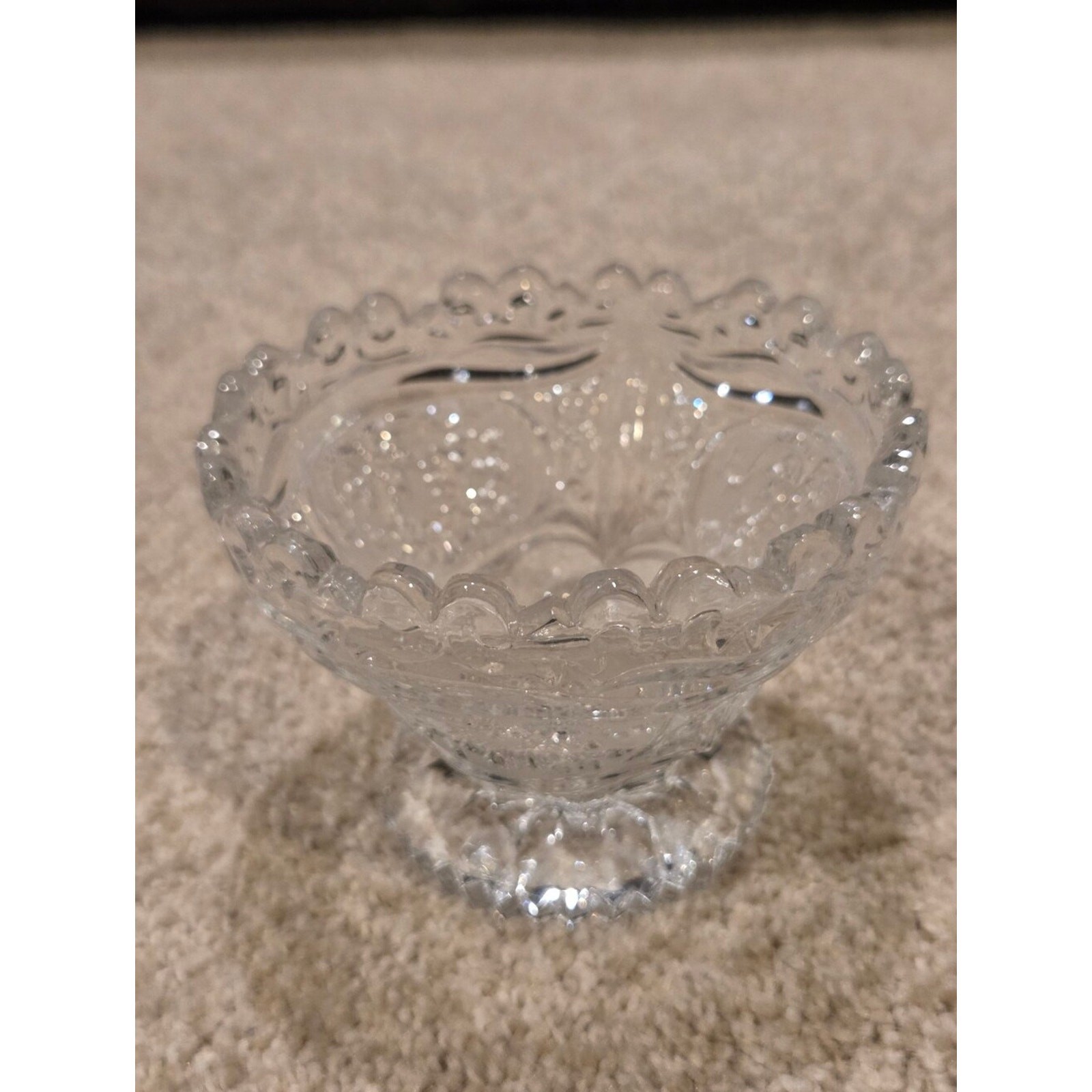 Vintage Clear Sherbert  Dish with Dragon  Medallions