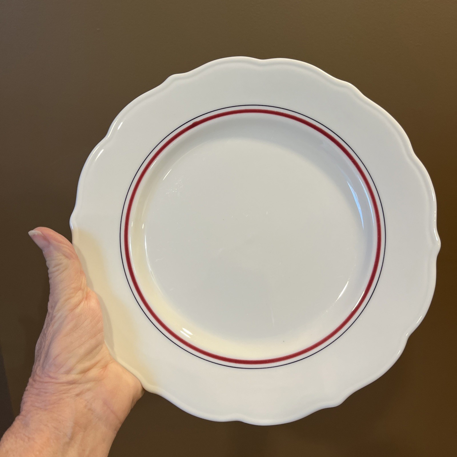 VTG Syracuse Restaurant Plates Red and Black Striped RARE
