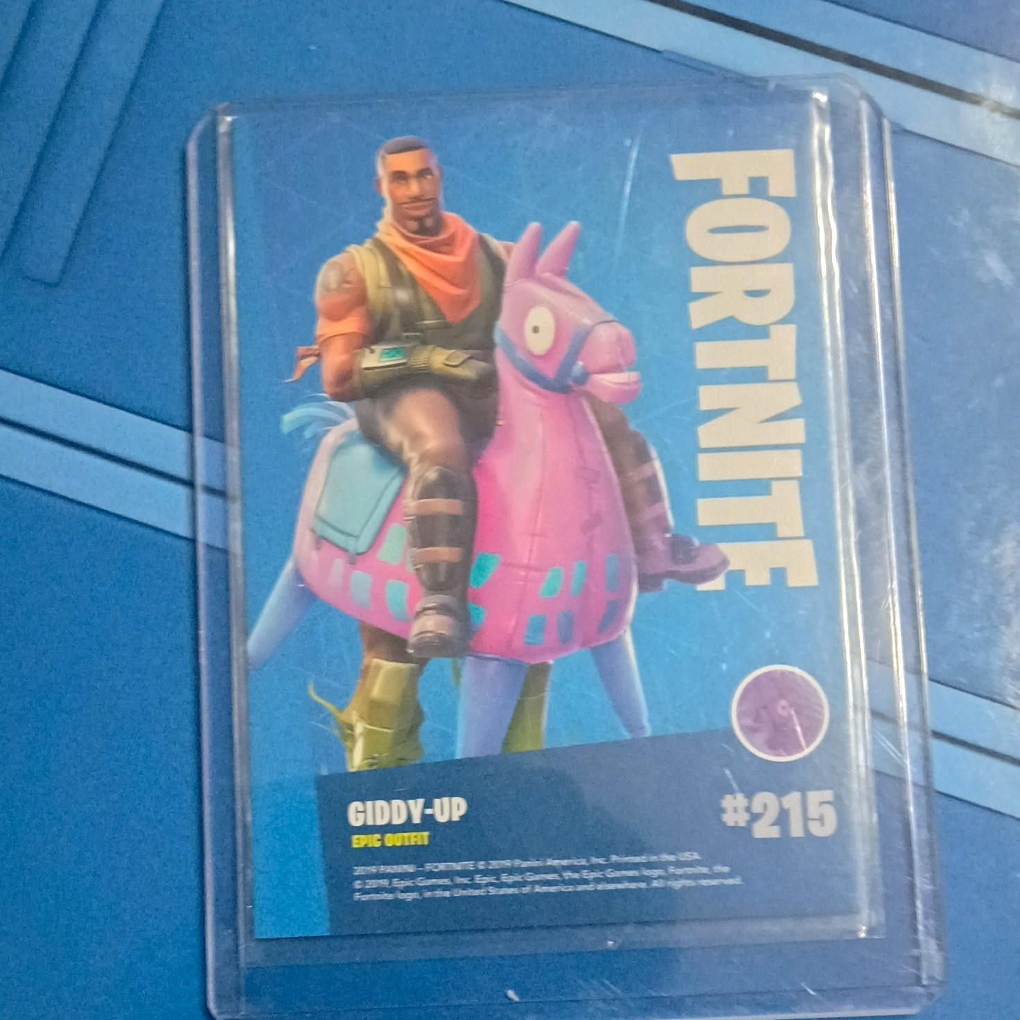 2019 Panini Fortnite Base Set Giddy-Up Epic Outfit #215 Non-Sport Card Hollow