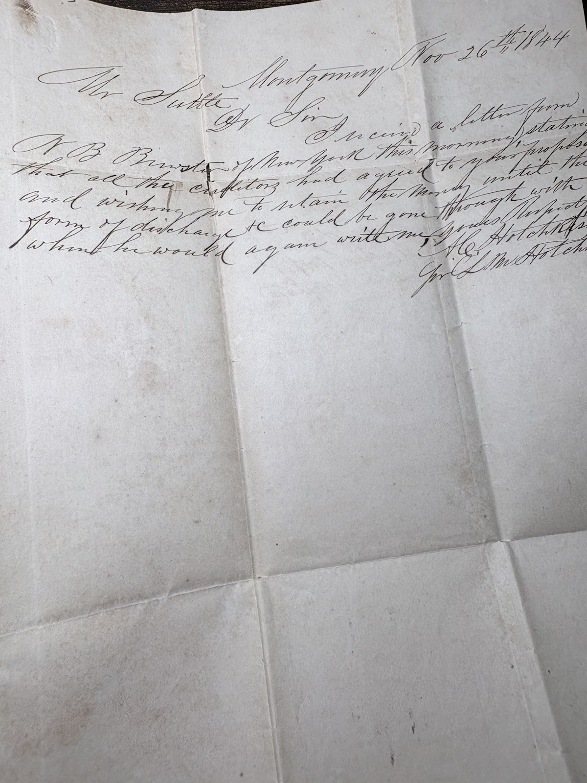 1844 Dated Document - Collectible Paper Letter 1800s Antique 1844 Dated Document - Collectible Paper Letter 1800s Antique