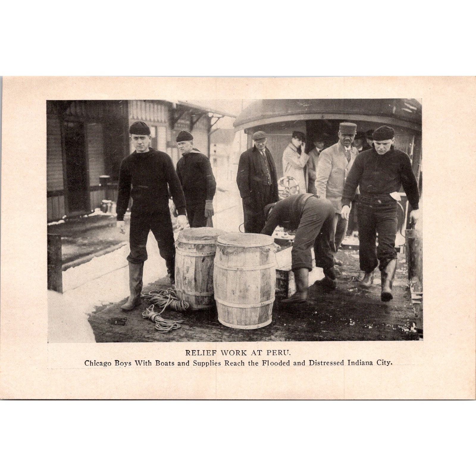 Chicago Boys With Boats & Supplies Indiana City Awful Flood of 1913 Picture SK10