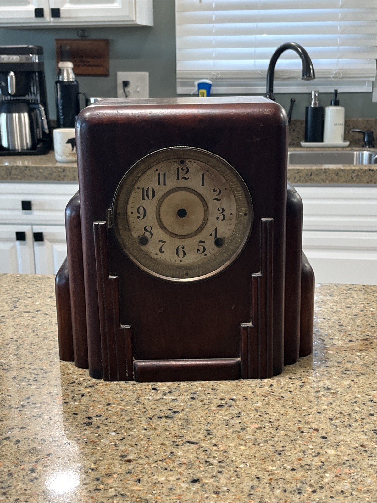 Vintage Art Deco Skyscraper Mantel Clock Wood Case W/ Dial Glass Bezel -empty Vintage Art Deco Skyscraper Mantel Clock Wood Case W/ Dial Glass Bezel -empty